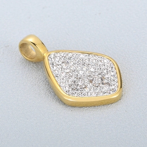 Rhombus Pendant Stainless Steel Dainty Shiny Zircon Geometric Charm For DIY Jewelry Making Necklaces Fashion Women
