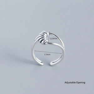 S925 sterling silver handmade spiral wrap open ring with adjustable band design
