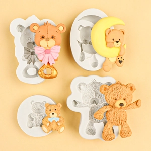 DIY silicone teddy bear molds for cake decoration and chocolate making crafts