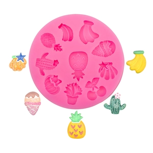 Pink silicone mold featuring pineapple, cactus, and ice cream shapes for candy making