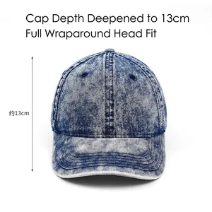 Berretto da baseball in denim blu lavato con corona da 13 cm in stile vintage unisex