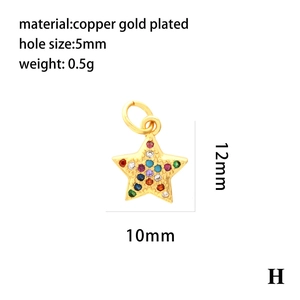 Detaillierte Größentabelle für den 12mm vergoldeten Kupfer-Sternanhänger mit Zirkon