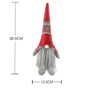 Nordic Christmas gnome plush doll in red and grey colors with 36.5cm height dimension