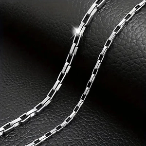 Minimalist Box Chain Necklace Titanium Stainless Steel Square Link Lobster Clasp Unisex Fashion Jewelry