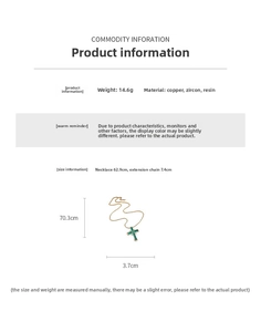 Detailed size chart for the zircon cross pendant necklace with technical measurements