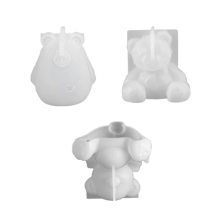 3D bow bear silicone mold for DIY candles and resin crafts on white background