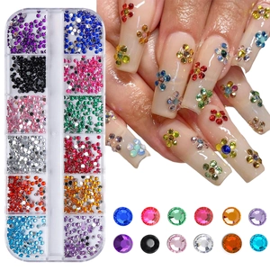 Nail Art Rhinestones Multiple Colors Flatback Crystal Gems For Manicure DIY Decoration With Storage Case Professional Mixed Styles