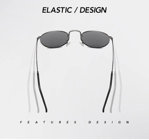 Detail view of flexible sunglasses frame with elastic temples for various face shapes