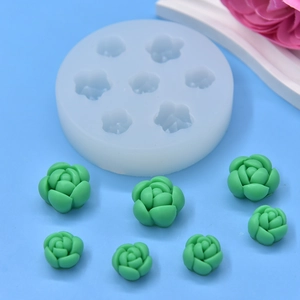 7-cavity succulent silicone mold for DIY soap making and flower shaped cake baking