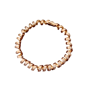 Elegant 18K rose gold plated spiral bracelet featuring sparkling cubic zirconia pavé