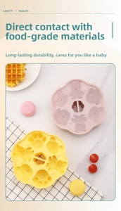 Detail of baby food grade silicone mold featuring cartoon bear and cat paw shapes with lids