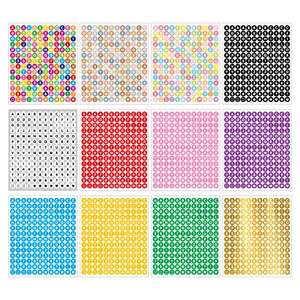 Set of 12 multi-color round alphabet and number stickers for DIY scrapbooking and labels