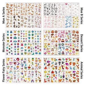 Waterproof cartoon tattoo stickers set for kids featuring animals and monsters