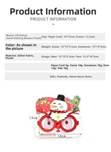 Detail view of red sequin snowman glasses frame for Christmas party costume decor