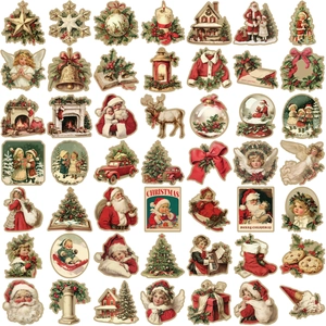 Pack of 50 vintage Christmas graffiti stickers for DIY laptop and guitar decoration
