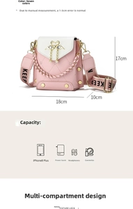 Detail of pink quilted heart handbag with flamingo clasp and tassel, size 18x17x10cm