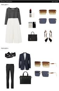 Mode-Lookbook mit quadratischen Sonnenbrillen und modernen Outfits für Damen und Herren