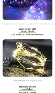 Waterproof LED copper wire lights for festive decoration with flexible dual-tone glow