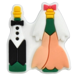 Wedding series shoe charms featuring cartoon bride and groom figures for DIY hole shoes