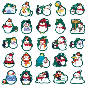 Detail showing 25 cute cartoon winter stickers including snowmen and penguins for decoration