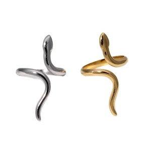 Bagues serpent ajustables en or et argent, acier inoxydable poli au design minimaliste chic