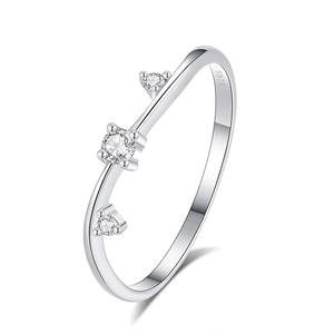 Elegant S925 sterling silver ring for women featuring three sparkling zircon stones