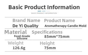 Detailed size specifications and 126.6g weight for silicone candle cup mold
