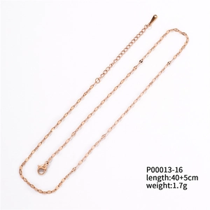 Detail of rose gold stainless steel chain with lobster clasp, 40+5cm length, 1.7g weight