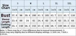Size chart for boho V-neck printed maxi dress showing S to XXL measurements in CM and inches