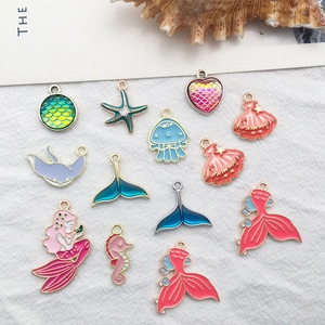Collection of marine theme enamel charms including mermaid and starfish for DIY jewelry
