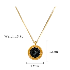 Detail view of titanium steel necklace with 1.5cm Roman numeral pendant dimensions
