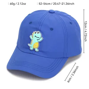 Kinder Cartoon Dinosaurier Baseballkappe in Hellblau mit Sonnenschutz und Größenangaben