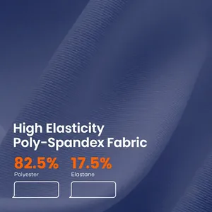 Detail van hoog-elastische marineblauwe sportrokstof met 82,5% polyestergehalte