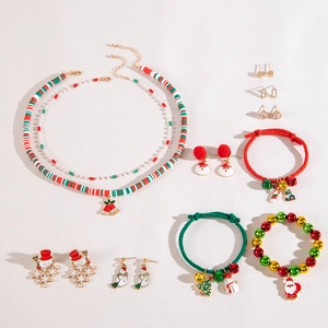 Parure de bijoux de Noël avec colliers, bracelets et boucles d'oreilles bonhomme de neige