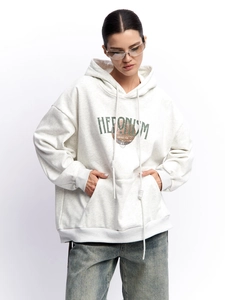Women American Vintage Basketball Print Long Sleeve Hoodie Oversize Cotton Sporty Hooded Sweatshirt Pullover Top