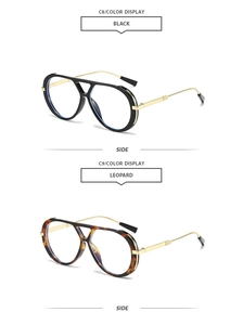 Classic pilot sunglasses display in black and leopard print frames with gold metal temples