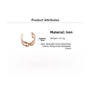 Detail specifications of rose gold leaf open bangle with measurements and weight details