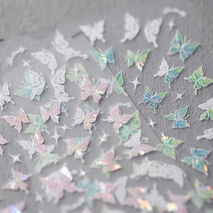 3D Butterfly Nail Stickers Laser Holographic Relief Adhesive Manicure Decals For Nail Art Decoration DIY Beauty Women