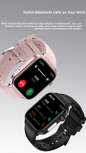 Smartwatch display showing Bluetooth call interface, contacts list, and call logs history