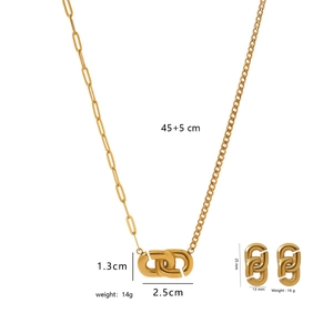 Set di gioielli in acciaio inossidabile placcato oro 18K con collana e orecchini a cerchio