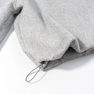 Women's autumn winter loose jacket featuring grey plush fabric texture and soft collar detail