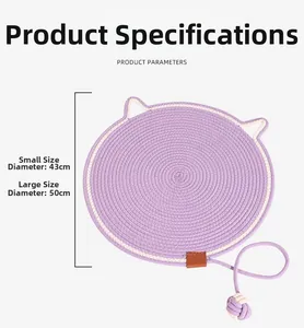 Specifiche dimensionali del tappetino tiragraffi in cotone con diametri da 43 cm e 50 cm