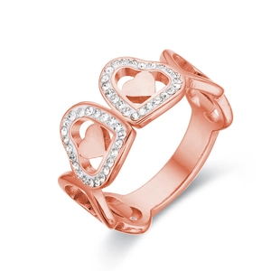 Elegant rose gold hollow heart ring featuring sparkling zircon accents and a sweet love design