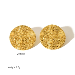 Französische Retro-Ohrringe aus 18K vergoldetem Edelstahl mit strukturierter Geometrie