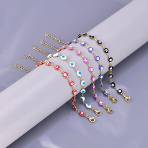 Evil Eye Bracelet For Women 18K Gold Plated Titanium Steel Turkish Nazar Enamel Beaded Adjustable Chain Jewelry Gift