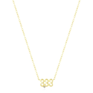 925 Sterling Silver necklace with lucky number 333 pendant and sparkling zircon stone