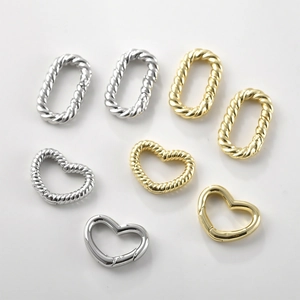 Chiusure A Molla Cuore E Ovale In Ottone Placcato Oro 14K Connettori Per Creazione Di Gioielli Collane Braccialetti