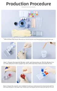 Step-by-step production procedure for resin coasters using silicone molds and AB glue kit