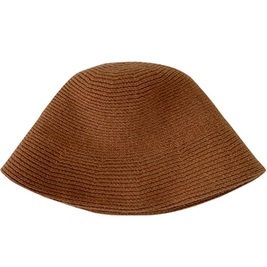 Minimalist brown knit bucket hat for women, casual autumn winter warm beanie crochet style