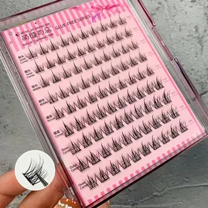 Self-adhesive cluster eyelashes in 10-12mm lengths for a natural voluminous look